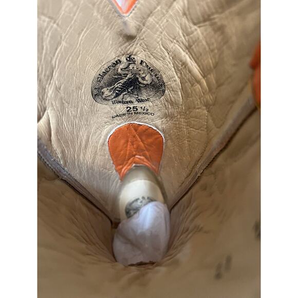 El Alacran De Durango Orange Crocodile Tail Cowboy Boots Sz 6.5 Scorpion - Picture 5 of 5